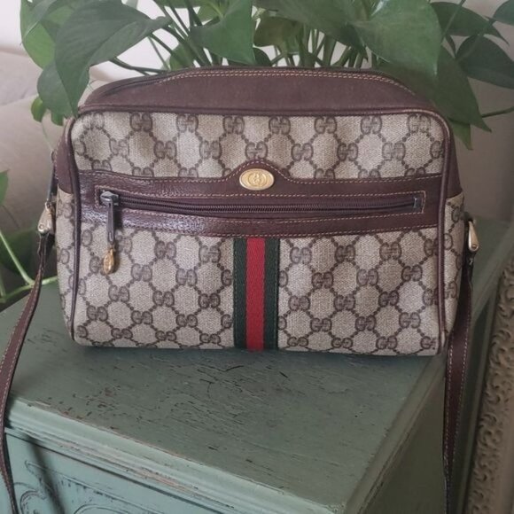 Vintage Gucci Sherry Monogram Ophidia Supreme Camera Crossbody Bag - Picture 1 of 13